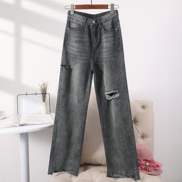 163 #2020 spring and summer new style loose pants women's pants with holes jeans loose-fit slimming xuan yafeng floor-length pan, Blue
163 #2020 spring and summer new style loose pants women's pants with holes jeans loose-fit slimming xuan yafeng floor-length pan, Blue