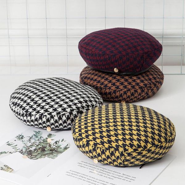 plaid beret hats for women ladies french artist beret adjustable rope caps fashion female houndstooth winter autumn hats, Blue;gray
plaid beret hats for women ladies french artist beret adjustable rope caps fashion female houndstooth winter autumn hats, Blue;gray