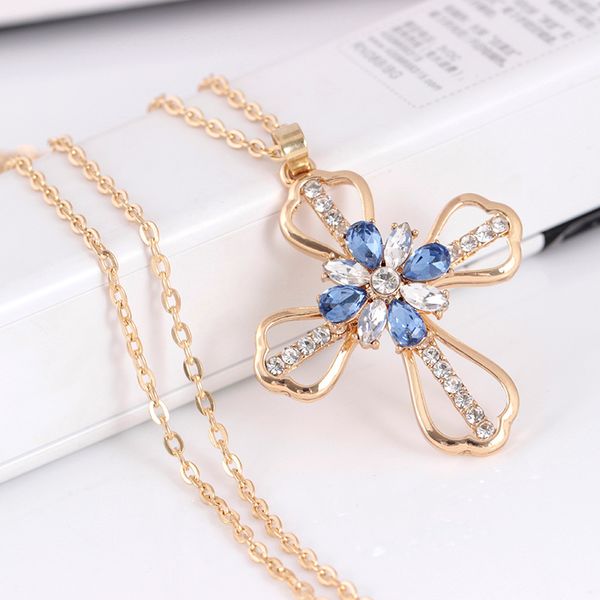 fashion rotating necklace openwork cross pendant flower lady personality temperament geometric shiny new necklace, Silver
fashion rotating necklace openwork cross pendant flower lady personality temperament geometric shiny new necklace, Silver