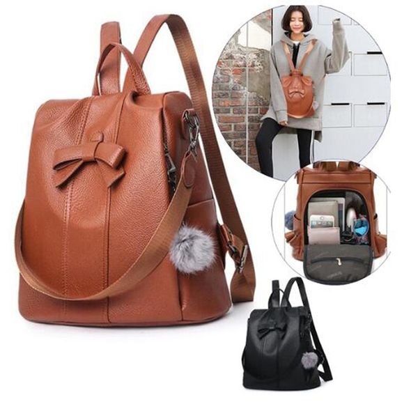 female backpack pu solid color fashion bow shoulder bag vintage backpacks travel anti theft rucksack bolsas femininas
female backpack pu solid color fashion bow shoulder bag vintage backpacks travel anti theft rucksack bolsas femininas
