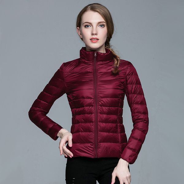 lightweight down jacket short women's stand up collar large light coat basic, Black
lightweight down jacket short women's stand up collar large light coat basic, Black