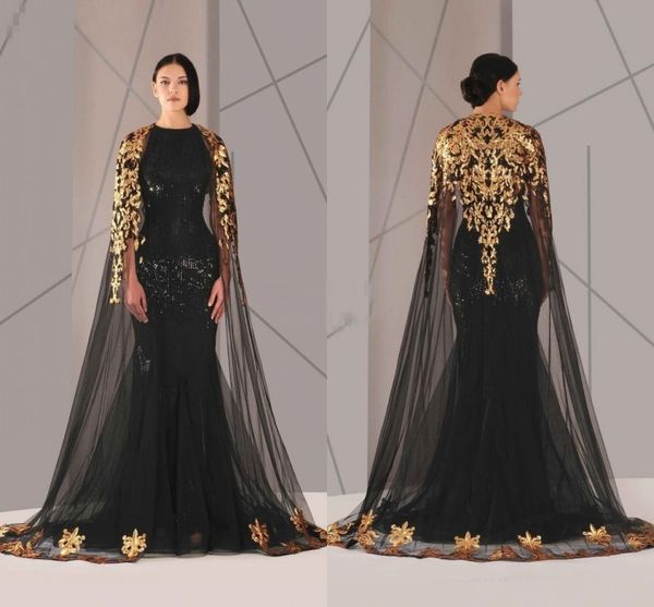 2019 black evening dresses with cloak gold lace arabic muslim crew neck plus size mermaid prom dress evening wear long pageant gowns, Black;red
2019 black evening dresses with cloak gold lace arabic muslim crew neck plus size mermaid prom dress evening wear long pageant gowns, Black;red