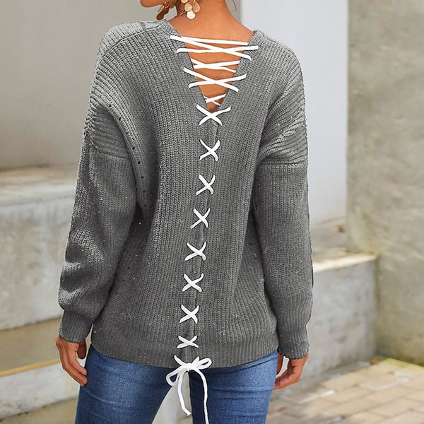 women's sweaters 2021 autumn omen's back with rope cross bow long sleeve pullover sweater women pullovers winter knitwear knitted, White;black
women's sweaters 2021 autumn omen's back with rope cross bow long sleeve pullover sweater women pullovers winter knitwear knitted, White;black