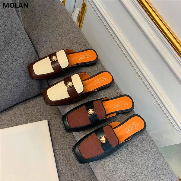 molan designers 2020 korean fashion golden metal buckle square toe flat leather slippers loafers mules flip flops, Black
molan designers 2020 korean fashion golden metal buckle square toe flat leather slippers loafers mules flip flops, Black