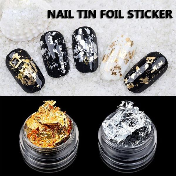 1 box of gold and silver irregular aluminum foil paper nail art stickers crystal ptherapy nail foil decoration tools, Black
1 box of gold and silver irregular aluminum foil paper nail art stickers crystal ptherapy nail foil decoration tools, Black