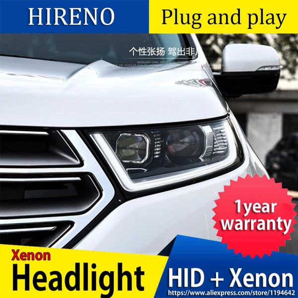 

car styling for edge headlights 2015-2018 new edge led headlight drl hid head lamp angel eye bi xenon beam accessories
