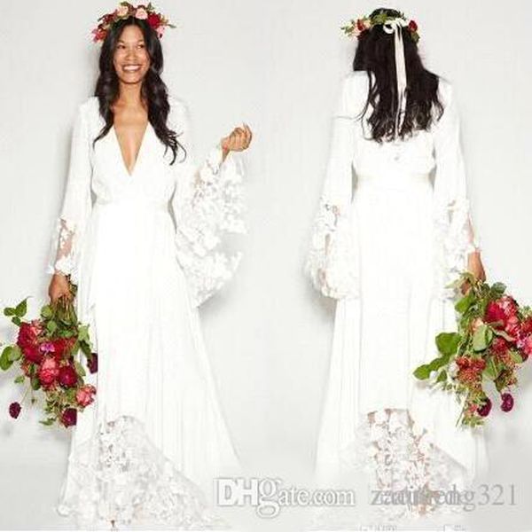 2020 simple bohemian counrtry prom dresses long sleeves deep v neck floor length summer boho hippie beach western bridal prom gown, Black
2020 simple bohemian counrtry prom dresses long sleeves deep v neck floor length summer boho hippie beach western bridal prom gown, Black