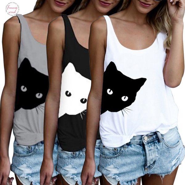 summer women sleeveless cat t shirt polyester loose ladies print vest black white grey tank casual crew neck
summer women sleeveless cat t shirt polyester loose ladies print vest black white grey tank casual crew neck