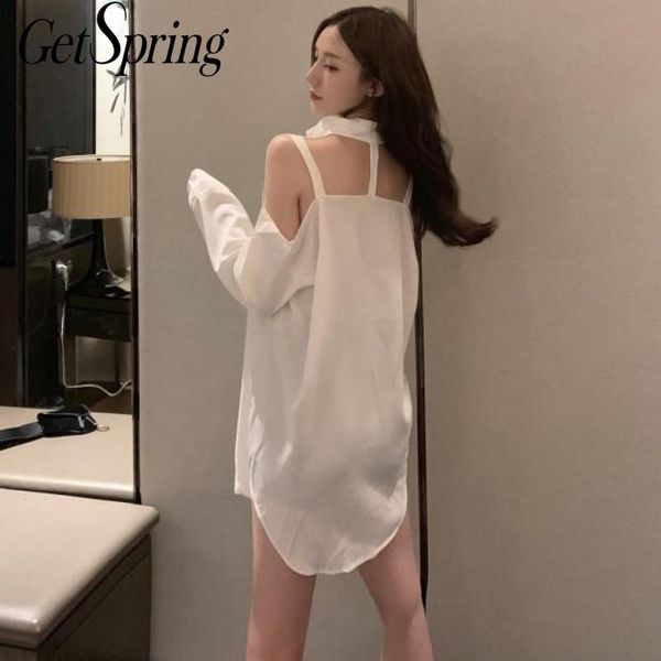 women's blouses & shirts getspring women blouse temperament shirt off shoulder backless white loose long 2021
women's blouses & shirts getspring women blouse temperament shirt off shoulder backless white loose long 2021