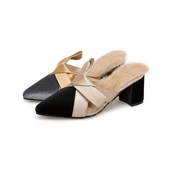bow fur slippers women thick with wild half slippers baotou head muller shoes elegant women warm slipper black gray 35-39
bow fur slippers women thick with wild half slippers baotou head muller shoes elegant women warm slipper black gray 35-39