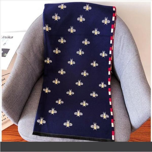 the deigner new lady bee cashmere scarf long dual purpose warm neck shawl in autumn and winter of 2019, Blue;gray
the deigner new lady bee cashmere scarf long dual purpose warm neck shawl in autumn and winter of 2019, Blue;gray