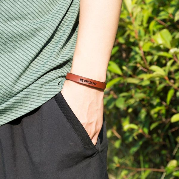 positive engraved be present genuine magnetic buckle leather bracelet inspirational quote mantra bracelet bangle for women gift, White
positive engraved be present genuine magnetic buckle leather bracelet inspirational quote mantra bracelet bangle for women gift, White