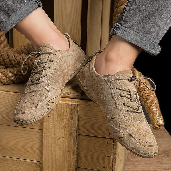 ocs fashion men shoes handmade made genuine leather casual shoes sneakers genuine leather men lace up flats, Black