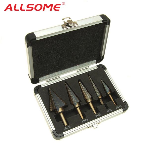 5pc hss cobalt step drill bit set titanium cone drill hole cutter bit multiple hole 50 sizes step power tool
5pc hss cobalt step drill bit set titanium cone drill hole cutter bit multiple hole 50 sizes step power tool