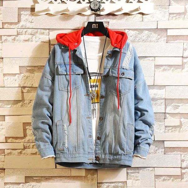 coat men spring autumn ripped jeans new jacket loose hooded denim jacket, Black;brown
coat men spring autumn ripped jeans new jacket loose hooded denim jacket, Black;brown