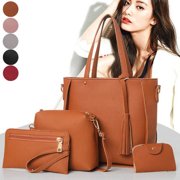4pcs/set fashion women messenger bags zipped tassels leather solid color handbag ladies girls purse shoulder bag lby
4pcs/set fashion women messenger bags zipped tassels leather solid color handbag ladies girls purse shoulder bag lby