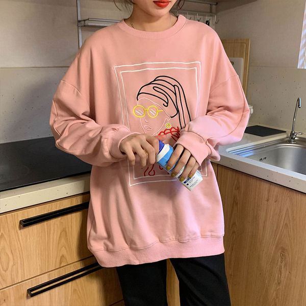 women's hoodies & sweatshirts spring sweatshirt 2021 autumn harajuku korean clothes fashion vintage character art embroidery long sleev, Black
women's hoodies & sweatshirts spring sweatshirt 2021 autumn harajuku korean clothes fashion vintage character art embroidery long sleev, Black