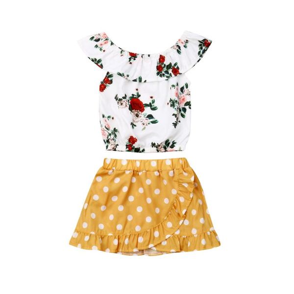2pcs kids baby girls clothes sets 1-5y ruffles flower polka dot mini skirt outfits summer sets, White
2pcs kids baby girls clothes sets 1-5y ruffles flower polka dot mini skirt outfits summer sets, White