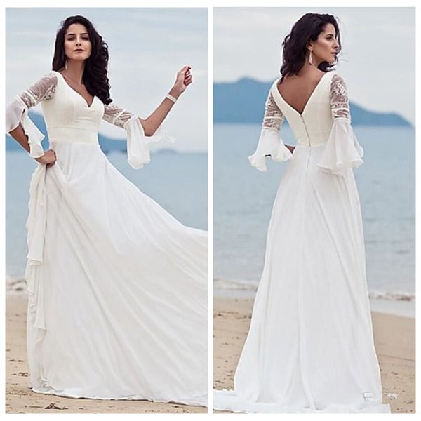 v-neck lace half sleeves a-line wedding dresses beach bridal gowns 2020 modest chiffon long beach spring plus size bride's wedding dres, White
v-neck lace half sleeves a-line wedding dresses beach bridal gowns 2020 modest chiffon long beach spring plus size bride's wedding dres, White