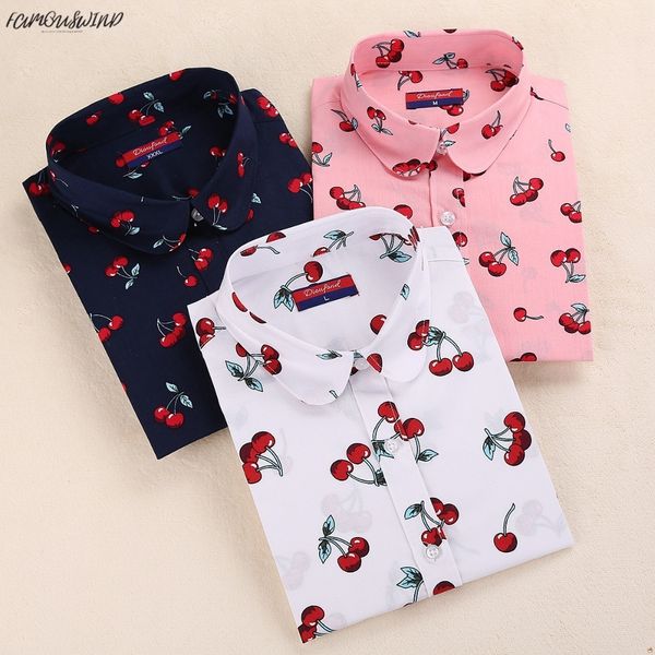 long cotton sleeve women blouses school work office shirts casual ladies cherry shirt print floral women fashion clothing, White
long cotton sleeve women blouses school work office shirts casual ladies cherry shirt print floral women fashion clothing, White