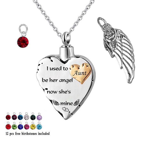 cremation urn necklace for ashes angel wing jewelry memorial pendant and 12 piece birthstones i used to be his angle..., Silver
cremation urn necklace for ashes angel wing jewelry memorial pendant and 12 piece birthstones i used to be his angle..., Silver