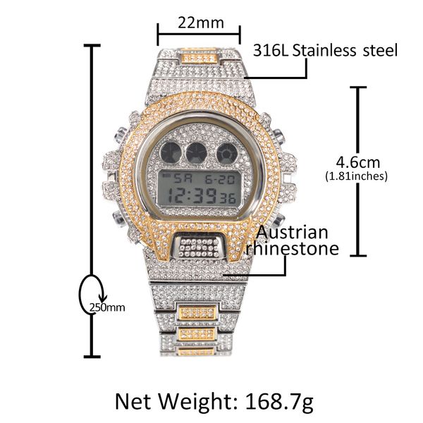 iced out diamond watch for digital luxury male men mens style g watches waterproof sports clock man fashion led wristwatch twfsp, Slivery;brown
iced out diamond watch for digital luxury male men mens style g watches waterproof sports clock man fashion led wristwatch twfsp, Slivery;brown