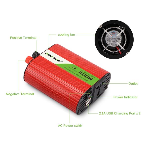 400w car power inverter converter dc 12v to ac 220v modified sine wave power with dual usb 5v output car charger adapter
400w car power inverter converter dc 12v to ac 220v modified sine wave power with dual usb 5v output car charger adapter