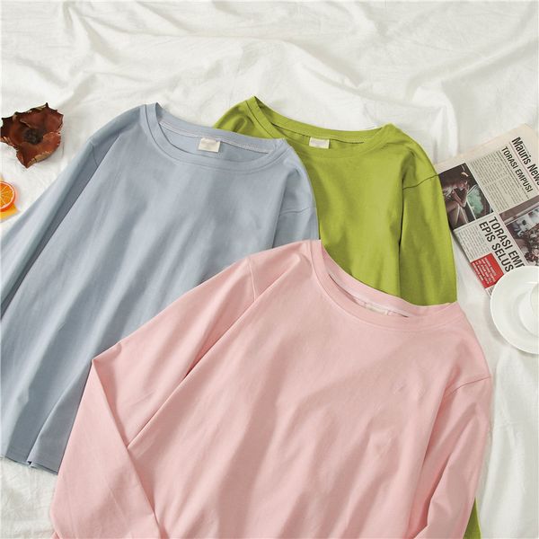 2019 new style autumn clothing korean-style loose base-long-sleeved t-shirt women's base shirt solid color women's dress t-shirt, White
2019 new style autumn clothing korean-style loose base-long-sleeved t-shirt women's base shirt solid color women's dress t-shirt, White