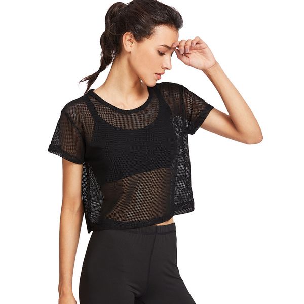 women harajuku black mesh net sports t shirt hollow transparent undershirt shirt camisas femininas 10040#2, White
women harajuku black mesh net sports t shirt hollow transparent undershirt shirt camisas femininas 10040#2, White
