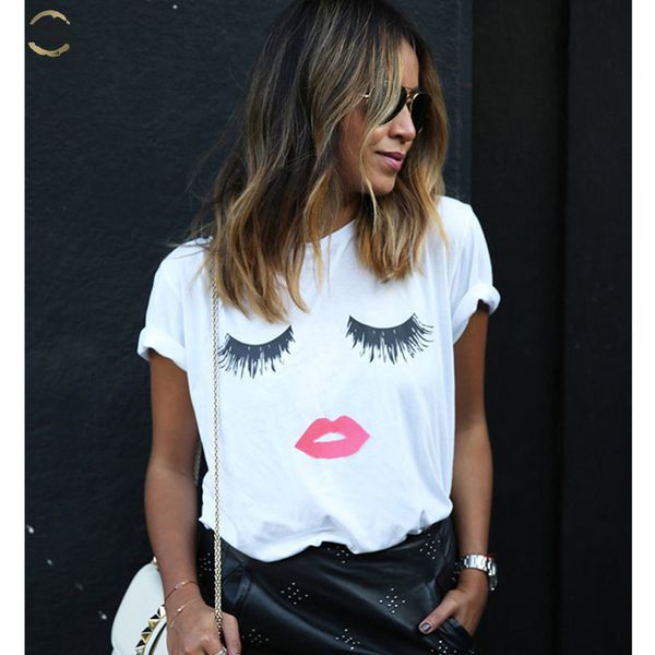 fashion t shirt vrouwen wimpers ogen lippen casual zomer femme tees vintage zwarte gothic plus size grappige t shirt, White
fashion t shirt vrouwen wimpers ogen lippen casual zomer femme tees vintage zwarte gothic plus size grappige t shirt, White