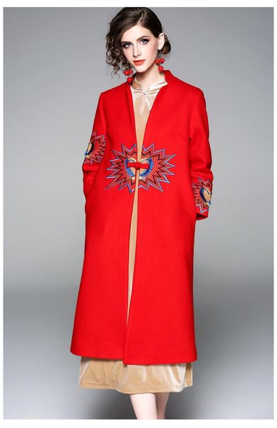 new winter original design chinese style embroidered warm long-section pan bucket over-knee woolen jacket outerwear for women, Black
new winter original design chinese style embroidered warm long-section pan bucket over-knee woolen jacket outerwear for women, Black