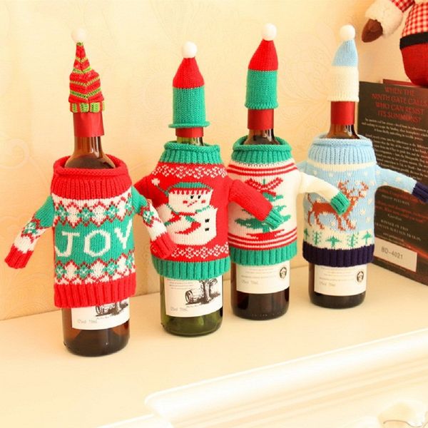3 sets kerst bottle cover christmas table decorative wine bottles clothes sweater with hat xmas new year 2017 natal decoration
3 sets kerst bottle cover christmas table decorative wine bottles clothes sweater with hat xmas new year 2017 natal decoration