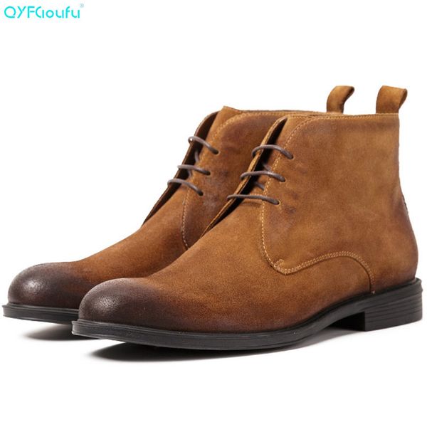 qyfcioufu suede ankle boots with lace-up genuine leather men business office shoes retro boots, Black
qyfcioufu suede ankle boots with lace-up genuine leather men business office shoes retro boots, Black