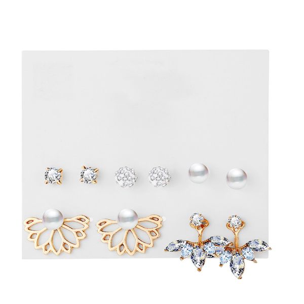 5pairs/set geometric round crystal pearl stud earrings mix cz zircon flower earrings for women simple female earring set brincos hz, Golden;silver
5pairs/set geometric round crystal pearl stud earrings mix cz zircon flower earrings for women simple female earring set brincos hz, Golden;silver