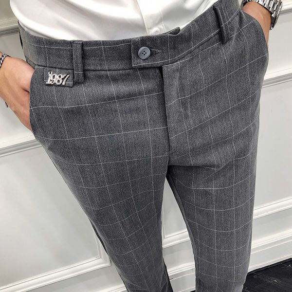 men's pants 2019 new fashion pencil casual grid trousers england style zipper full length slim fit oversize male suit pants, Black
men's pants 2019 new fashion pencil casual grid trousers england style zipper full length slim fit oversize male suit pants, Black