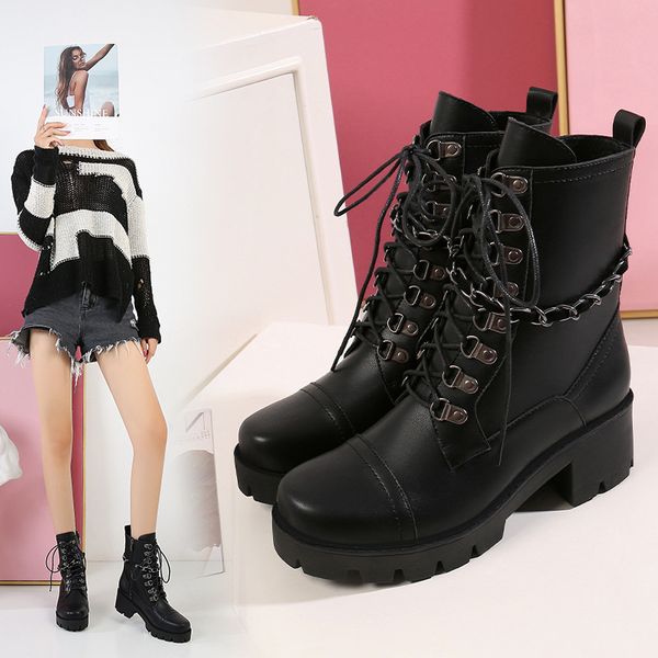 winter boots women trend metal chain creepers knight boots cross lace-up chunky heels motorcycle booties large size shoes female, Black
winter boots women trend metal chain creepers knight boots cross lace-up chunky heels motorcycle booties large size shoes female, Black