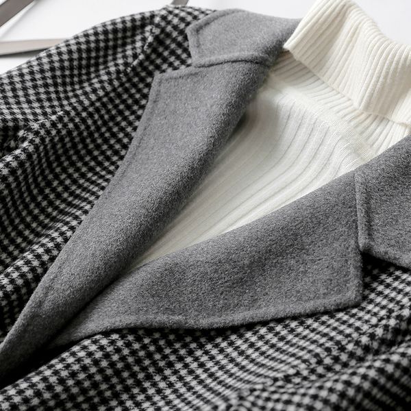 long style england wool coat 2020 women winter coats turn-dwon collar plaid woolen female jacket casacos 38010 wyq1764 s en, Black
long style england wool coat 2020 women winter coats turn-dwon collar plaid woolen female jacket casacos 38010 wyq1764 s en, Black