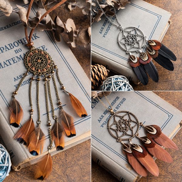 2019 vintage punk feather women's necklace bohemia ethnic long tassel pendant necklace sweater chain for women accessories, Silver 
2019 vintage punk feather women's necklace bohemia ethnic long tassel pendant necklace sweater chain for women accessories, Silver