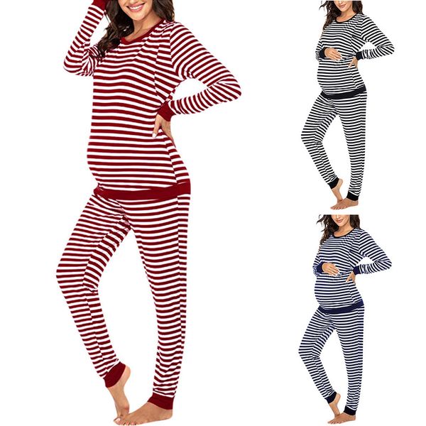 2019 maternity outfit maternity long sleeve nursing t-shirt +striped pants winter pajamas set suit for women pregnant 1217, White
2019 maternity outfit maternity long sleeve nursing t-shirt +striped pants winter pajamas set suit for women pregnant 1217, White