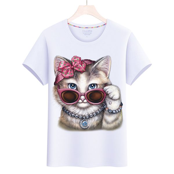 2020 summer new women's t-shirt cat 3d printed short-sleeved round neck loose half-sleeved bottoming shirt t shirts, White
2020 summer new women's t-shirt cat 3d printed short-sleeved round neck loose half-sleeved bottoming shirt t shirts, White
