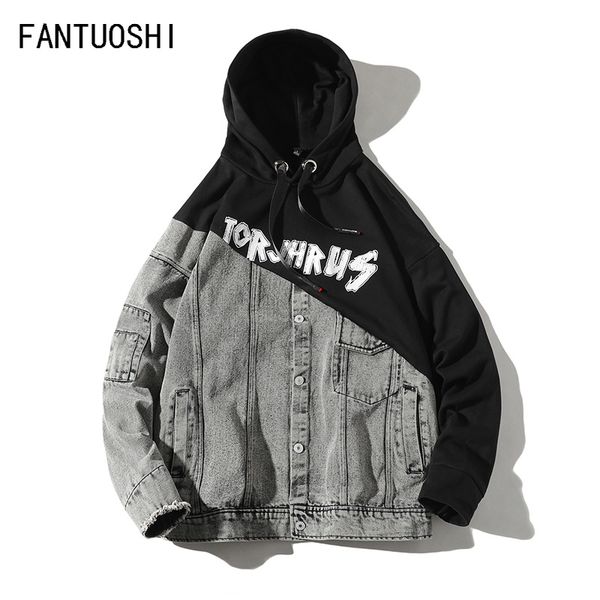 men's jacket 2019 new denim jacket fashion hooded loose single breasted stitching cotton black plus size 4xl, Black;brown
men's jacket 2019 new denim jacket fashion hooded loose single breasted stitching cotton black plus size 4xl, Black;brown