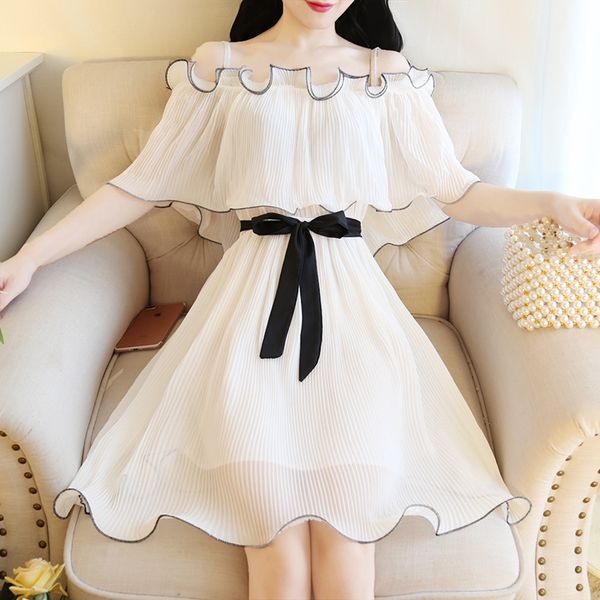 summer new small and fresh splicing a word shoulder strap chiffon princess dress with irregular folds, Black;gray
summer new small and fresh splicing a word shoulder strap chiffon princess dress with irregular folds, Black;gray
