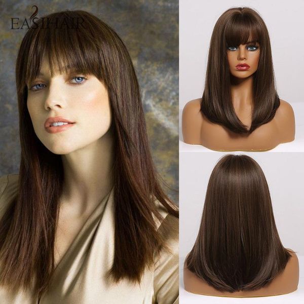 easihair dark brown straight wigs medium length women synthetic wigs with bangs bob wig high temperature party cute cosplay wig, Black
easihair dark brown straight wigs medium length women synthetic wigs with bangs bob wig high temperature party cute cosplay wig, Black