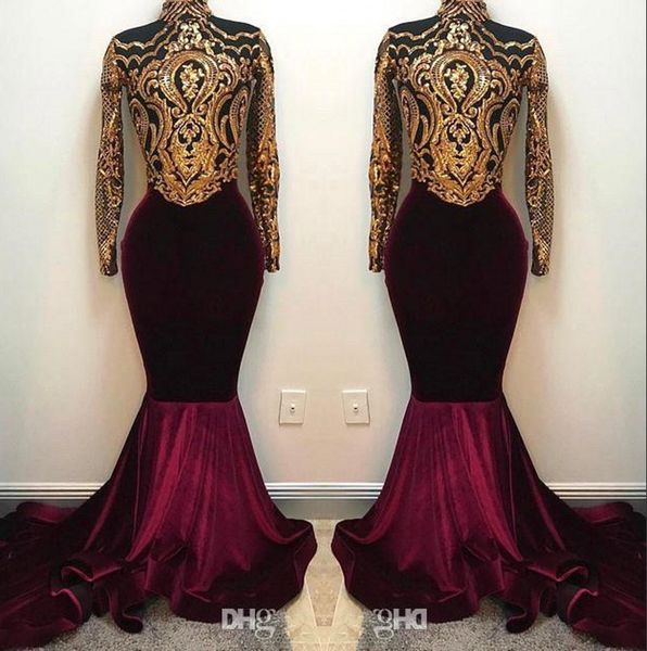 high neck mermaid long prom dresses 2019 long sleeves lace applique velvet sweep train evening party gowns bc1436, Black
high neck mermaid long prom dresses 2019 long sleeves lace applique velvet sweep train evening party gowns bc1436, Black