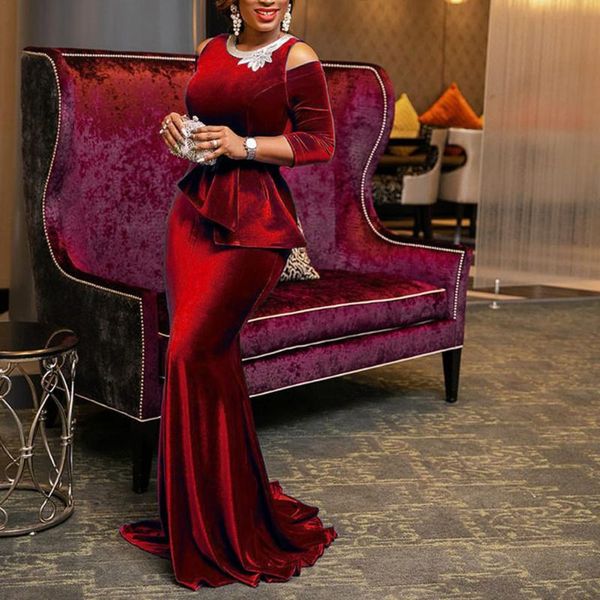 retro red velvet mermaid long dress women plus size dinner evening elegant ladies bodycon peplum ruffle vintage maxi party dress, Black;gray
retro red velvet mermaid long dress women plus size dinner evening elegant ladies bodycon peplum ruffle vintage maxi party dress, Black;gray