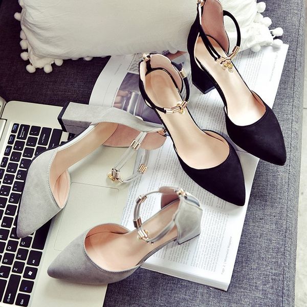 2019 spring new style women's shoes pointed toe chunky heel high heel shoes side cutouts women's korean-style fashion sand, Black
2019 spring new style women's shoes pointed toe chunky heel high heel shoes side cutouts women's korean-style fashion sand, Black
