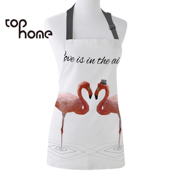 

ome fashionable kitchen apron nordic flamingo love is in the ait painting canvas aprons female kids cleaning tool bib