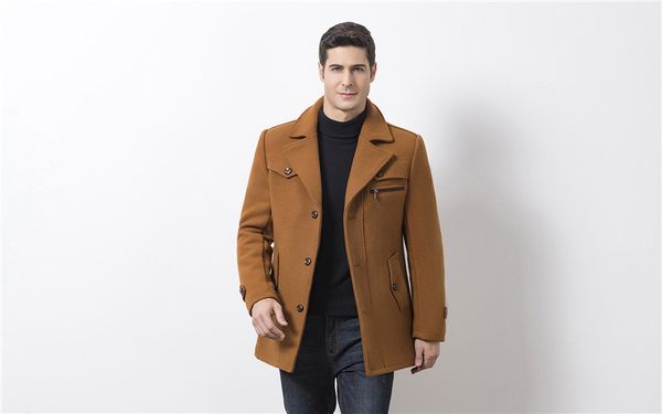 fashion solid with double neck man slim woolen overcoat designer thick winter man wool blends, Black
fashion solid with double neck man slim woolen overcoat designer thick winter man wool blends, Black