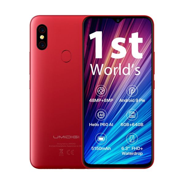 

UMIDIGI F1 Play Android 9.0 Octa Core 48-мегапиксельная камера 5150 мАч 6 ГБ ОЗУ 64 ГБ ПЗУ NFC 6,3 "Helio P60 Гло