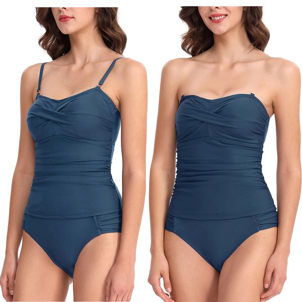 women's popular bikini tankini set two piece solid color slim swimsuit halter low waist triangle bottom bathing suit, White;black
women's popular bikini tankini set two piece solid color slim swimsuit halter low waist triangle bottom bathing suit, White;black